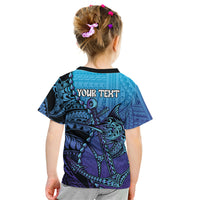 Personalised Polynesia Blue Marlin Fishing Kid T Shirt Marlin Anchor Tattoo Polynesian Pattern