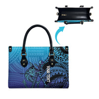 Personalised Polynesia Blue Marlin Fishing Leather Bag Marlin Anchor Tattoo Polynesian Pattern