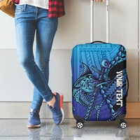 Personalised Polynesia Blue Marlin Fishing Luggage Cover Marlin Anchor Tattoo Polynesian Pattern