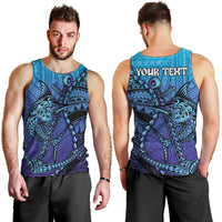 Personalised Polynesia Blue Marlin Fishing Men Tank Top Marlin Anchor Tattoo Polynesian Pattern