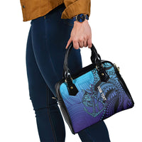 Personalised Polynesia Blue Marlin Fishing Shoulder Handbag Marlin Anchor Tattoo Polynesian Pattern