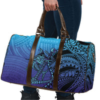 Personalised Polynesia Blue Marlin Fishing Travel Bag Marlin Anchor Tattoo Polynesian Pattern