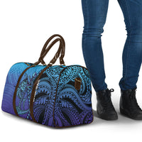 Personalised Polynesia Blue Marlin Fishing Travel Bag Marlin Anchor Tattoo Polynesian Pattern