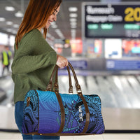 Personalised Polynesia Blue Marlin Fishing Travel Bag Marlin Anchor Tattoo Polynesian Pattern
