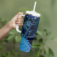 Personalised Polynesia Blue Marlin Fishing Tumbler With Handle Marlin Anchor Tattoo Polynesian Pattern