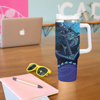 Personalised Polynesia Blue Marlin Fishing Tumbler With Handle Marlin Anchor Tattoo Polynesian Pattern