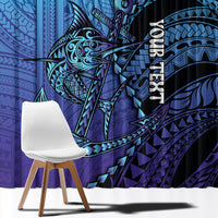 Personalised Polynesia Blue Marlin Fishing Window Curtain Marlin Anchor Tattoo Polynesian Pattern