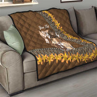 Personalised Tonga Language Week Quilt Malo e Lelei Tongan Ngatu Pattern - Brown