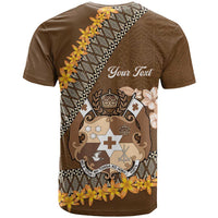 Personalised Tonga Language Week T Shirt Malo e Lelei Tongan Ngatu Pattern - Brown