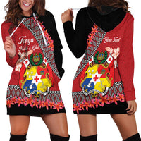 Personalised Tonga Language Week Hoodie Dress Malo e Lelei Tongan Ngatu Pattern - Red
