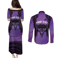 Personalised New Zealand Suffrage Day Couples Matching Puletasi and Long Sleeve Button Shirt Maori Tattoo Galaxy Vibe - Polynesian Pride