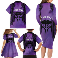 Personalised New Zealand Suffrage Day Family Matching Long Sleeve Bodycon Dress and Hawaiian Shirt Maori Tattoo Galaxy Vibe LT14 - Polynesian Pride