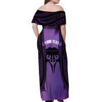 Personalised New Zealand Suffrage Day Off Shoulder Maxi Dress Maori Tattoo Galaxy Vibe - Polynesian Pride