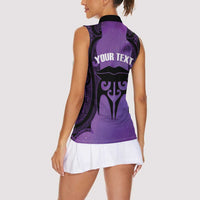 Personalised New Zealand Suffrage Day Women Sleeveless Polo Shirt Maori Tattoo Galaxy Vibe LT14 - Polynesian Pride