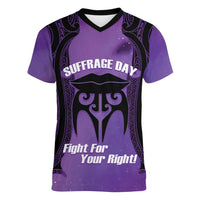 Personalised New Zealand Suffrage Day Women V-Neck T-Shirt Maori Tattoo Galaxy Vibe - Polynesian Pride