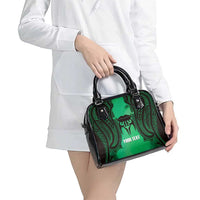 Personalised Moko Kauae New Zealand Shoulder Handbag Maori Chin Tattoo Green - Polynesian Pride