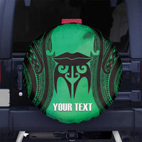 Personalised Moko Kauae New Zealand Spare Tire Cover Maori Chin Tattoo Green LT14 No hole Green - Polynesian Pride