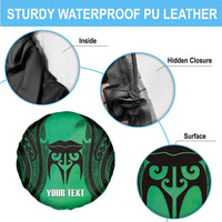 Personalised Moko Kauae New Zealand Spare Tire Cover Maori Chin Tattoo Green LT14 - Polynesian Pride