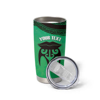 Personalised Moko Kauae New Zealand Tumbler Cup Maori Chin Tattoo Green - Polynesian Pride