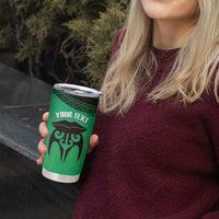 Personalised Moko Kauae New Zealand Tumbler Cup Maori Chin Tattoo Green - Polynesian Pride