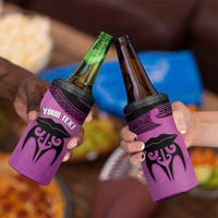 Personalised Moko Kauae New Zealand 4 in 1 Can Cooler Tumbler Maori Chin Tattoo Pink LT14 - Polynesian Pride