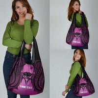 Personalised Moko Kauae New Zealand Grocery Bag Maori Chin Tattoo Pink - Polynesian Pride