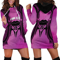 Personalised Moko Kauae New Zealand Hoodie Dress Maori Chin Tattoo Pink LT14 - Polynesian Pride