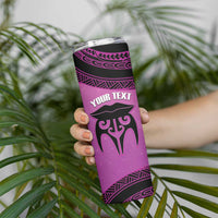 Personalised Moko Kauae New Zealand Skinny Tumbler Maori Chin Tattoo Pink LT14 - Polynesian Pride