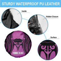 Personalised Moko Kauae New Zealand Spare Tire Cover Maori Chin Tattoo Pink LT14 - Polynesian Pride