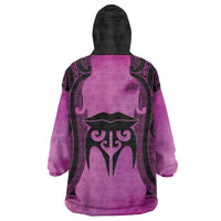 Personalised Moko Kauae New Zealand Wearable Blanket Hoodie Maori Chin Tattoo Pink LT14 - Polynesian Pride