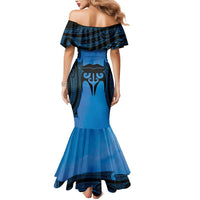 Personalised Moko Kauae New Zealand Mermaid Dress Maori Chin Tattoo Blue LT14 - Polynesian Pride