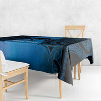 Personalised Moko Kauae New Zealand Tablecloth Maori Chin Tattoo Blue - Polynesian Pride