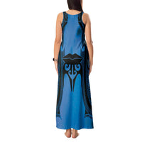 Personalised Moko Kauae New Zealand Tank Maxi Dress Maori Chin Tattoo Blue - Polynesian Pride