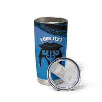 Personalised Moko Kauae New Zealand Tumbler Cup Maori Chin Tattoo Blue - Polynesian Pride