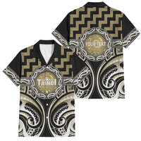 Aotearoa Waikato Tainui Personalised Family Matching Short Sleeve Bodycon Dress and Hawaiian Shirt Maori Iwi Poutama Puhoro Tattoo LT14 Dad's Shirt - Short Sleeve Old Yellow - Polynesian Pride