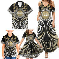 Aotearoa Waikato Tainui Personalised Family Matching Summer Maxi Dress and Hawaiian Shirt Maori Iwi Poutama Puhoro Tattoo LT14 - Polynesian Pride