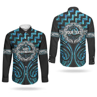 Aotearoa Ngati Kahungunu Personalised Couples Matching Summer Maxi Dress and Long Sleeve Button Shirt Maori Iwi Poutama Puhoro Tattoo LT14 - Polynesian Pride