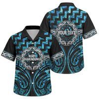 Aotearoa Ngati Kahungunu Personalised Family Matching Long Sleeve Bodycon Dress and Hawaiian Shirt Maori Iwi Poutama Puhoro Tattoo LT14 Son's Shirt Turquoise - Polynesian Pride