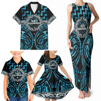 Aotearoa Ngati Kahungunu Personalised Family Matching Tank Maxi Dress and Hawaiian Shirt Maori Iwi Poutama Puhoro Tattoo LT14 - Polynesian Pride