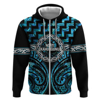 Aotearoa Ngati Kahungunu Personalised Hoodie Maori Iwi Poutama Puhoro Tattoo LT14 Zip Hoodie Turquoise - Polynesian Pride