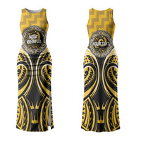 Aotearoa Ngati Whatua Personalised Couples Matching Tank Maxi Dress and Long Sleeve Button Shirt Maori Iwi Poutama Puhoro Tattoo LT14 - Polynesian Pride