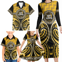 Aotearoa Ngati Whatua Personalised Family Matching Long Sleeve Bodycon Dress and Hawaiian Shirt Maori Iwi Poutama Puhoro Tattoo LT14 - Polynesian Pride