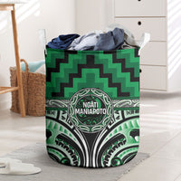 Aotearoa Ngati Maniapoto Laundry Basket Maori Iwi Poutama Puhoro Tattoo LT14 Green - Polynesian Pride
