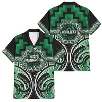 Aotearoa Ngati Maniapoto Personalised Family Matching Off The Shoulder Long Sleeve Dress and Hawaiian Shirt Maori Iwi Poutama Puhoro Tattoo LT14 Dad's Shirt - Short Sleeve Green - Polynesian Pride