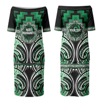 Aotearoa Ngati Maniapoto Personalised Family Matching Puletasi and Hawaiian Shirt Maori Iwi Poutama Puhoro Tattoo LT14 Mom's Dress Green - Polynesian Pride