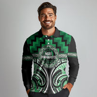 Aotearoa Ngati Maniapoto Personalised Long Sleeve Polo Shirt Maori Iwi Poutama Puhoro Tattoo LT14 - Polynesian Pride