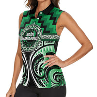 Aotearoa Ngati Maniapoto Personalised Women Sleeveless Polo Shirt Maori Iwi Poutama Puhoro Tattoo LT14 - Polynesian Pride