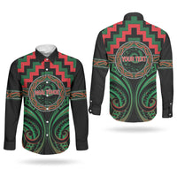 Aotearoa Ngai Tuhoe Personalised Couples Matching Off Shoulder Maxi Dress and Long Sleeve Button Shirt Maori Iwi Poutama Puhoro Tattoo LT14 - Polynesian Pride