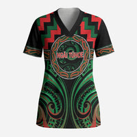 Aotearoa Ngai Tuhoe Personalised Scrub Top Maori Iwi Poutama Puhoro Tattoo LT14 Adult Green - Polynesian Pride
