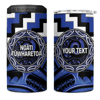 Aotearoa Ngati Tuwharetoa Personalised 4 in 1 Can Cooler Tumbler Maori Iwi Poutama Puhoro Tattoo LT14 One Size: 16 oz Blue - Polynesian Pride